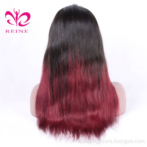 Ombre mixed color wavy wigs 100% Human Hair Wig red Color Long Style Brazilian Hair Front Lace Wig For Black Women